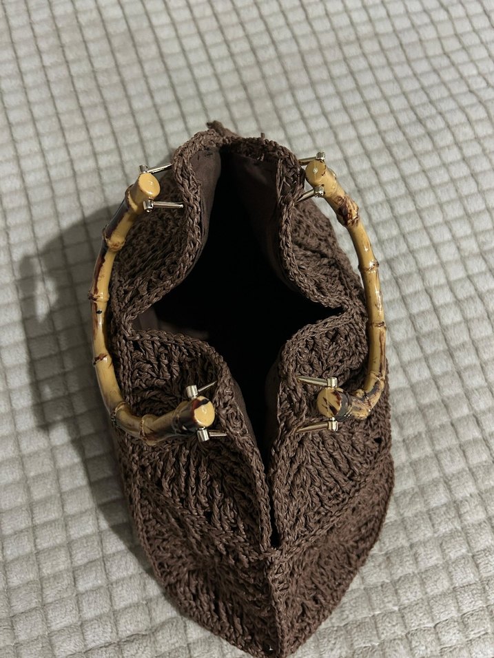 Kahverengi Örgü Kadın Çanta - Görsel 4