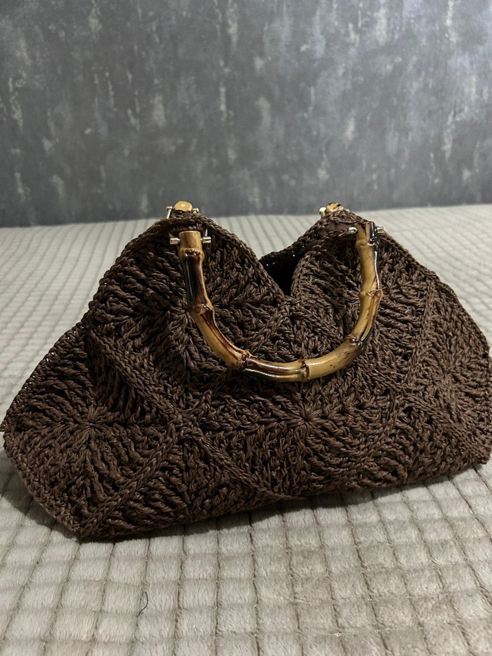 Kahverengi Örgü Kadın Çanta - Görsel 3