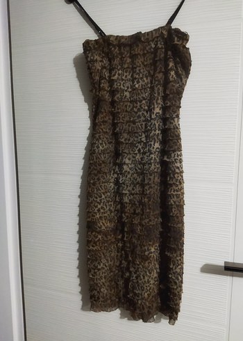 Kahverengi Leopar Desenli Kedi Elbisesi - Görsel 3