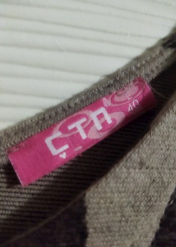 Gri Zebra Desenli Uzun Kollu Triko Elbise - Görsel 3