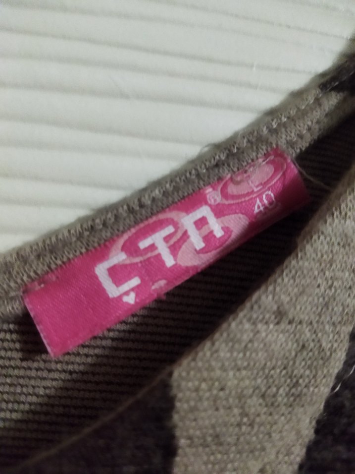 Gri Zebra Desenli Uzun Kollu Triko Elbise - Görsel 3