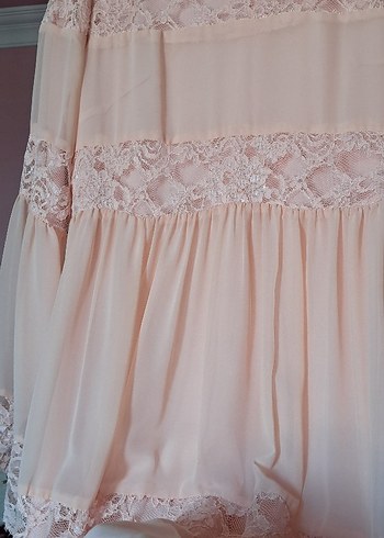 Dantel Detaylı Pembe Uzun Elbise - Görsel 6