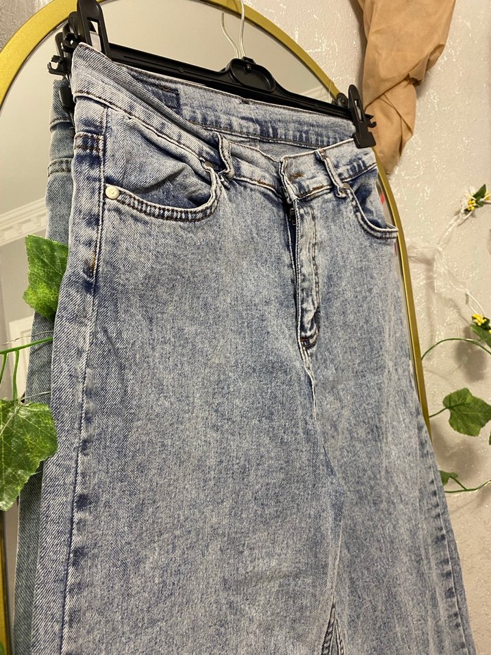 Mavi Bol Kesim Midi Kot Pantolon - Görsel 2