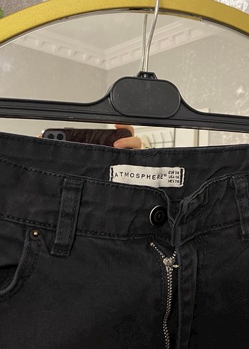 Siyah Kemerli Gevşek Kesim Kadın Kot Pantolon - Görsel 3