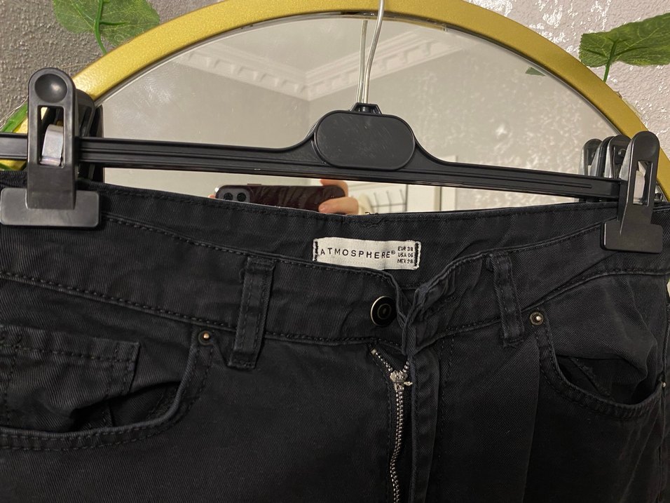 Siyah Kemerli Gevşek Kesim Kadın Kot Pantolon - Görsel 3