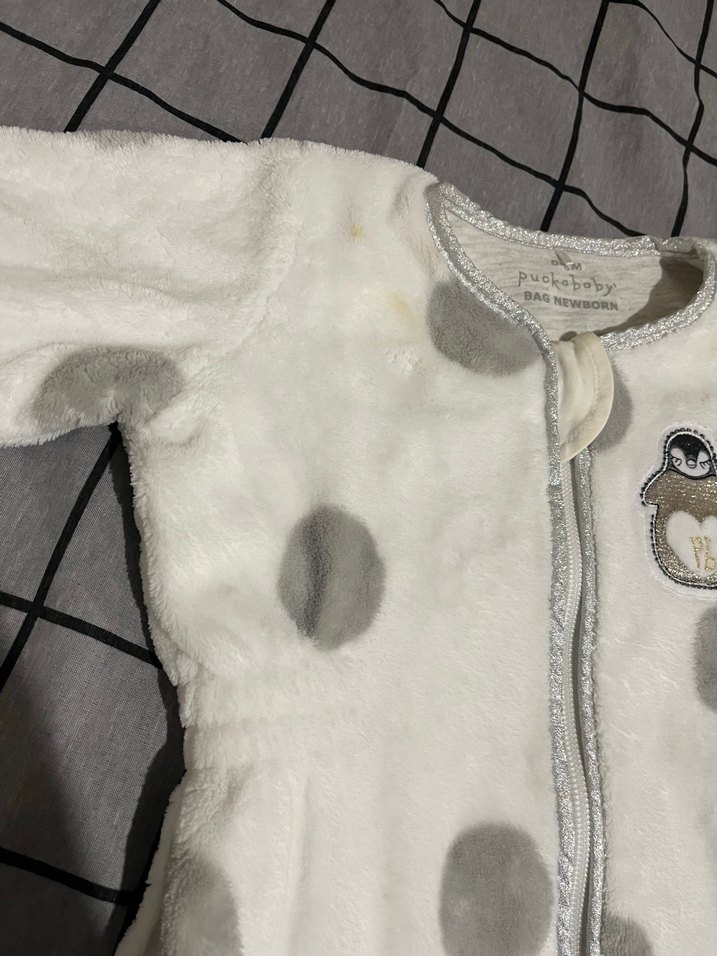 Puckababy Yenidoğan Uyku Tulumu 0-6 Ay Beyaz Benekli - Görsel 3