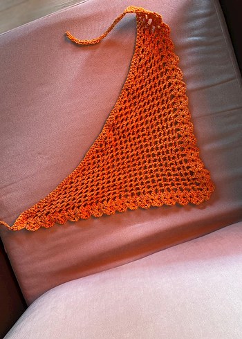 Zara Turuncu El Örgüsü Bohem Bandana