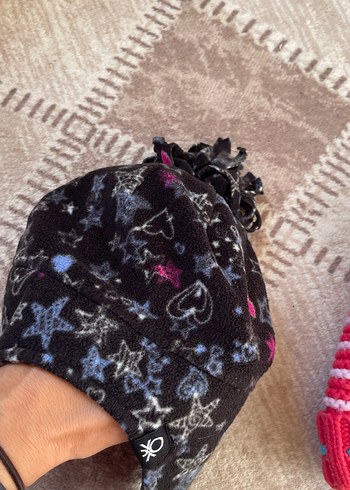 2li-Renkli Nakışlı Çocuk Örgü Şapka - Görsel 4