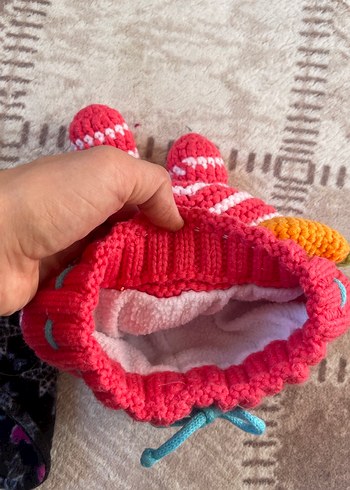 2li-Renkli Nakışlı Çocuk Örgü Şapka - Görsel 7