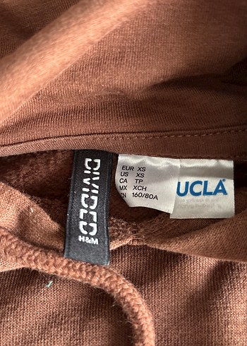 xs Beden kahverengi Renk Kahverengi Kapüşonlu UCLA Baskılı Sweatshirt