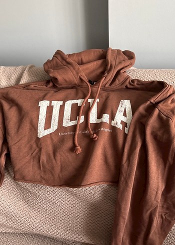 Kahverengi Kapüşonlu UCLA Baskılı Sweatshirt