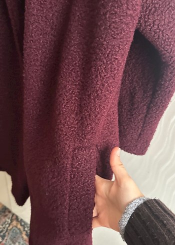 Bordo Yün Kadın  Kaban - Görsel 3