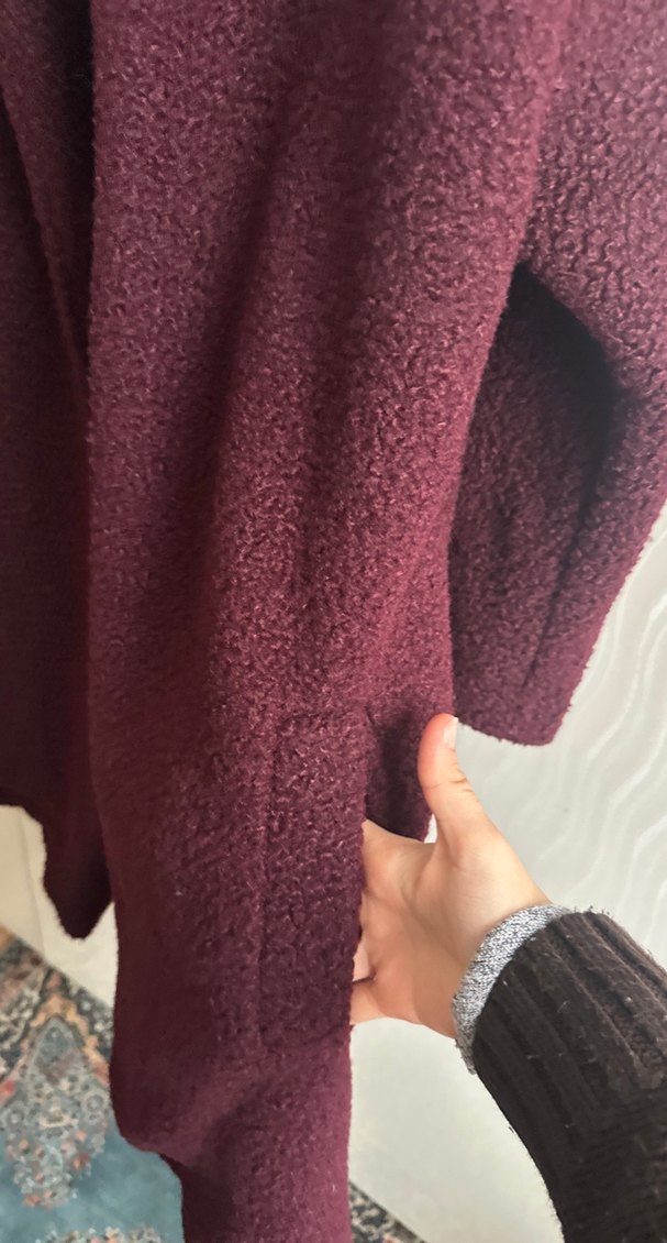 Bordo Yün Kadın  Kaban - Görsel 3