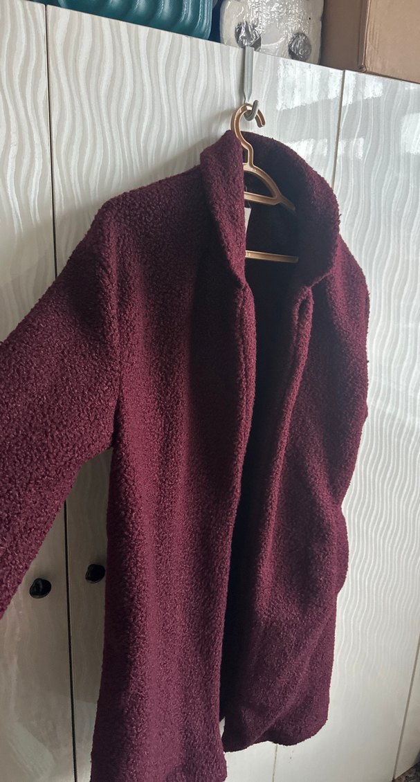 Bordo Yün Kadın  Kaban - Görsel 4