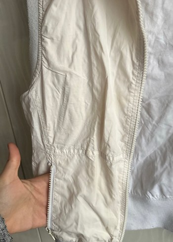 Beyaz Keten Kolsuz Fitted Yelek - Görsel 5