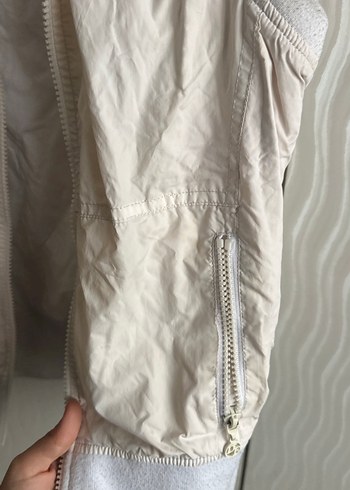 Beyaz Keten Kolsuz Fitted Yelek - Görsel 6