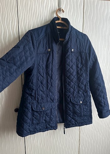 Düğmeli Koyu Mavi Kadın Mont - Görsel 2