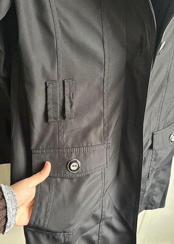 Siyah Kuşaklı Midi Yağmurluk sapkalı - Görsel 4