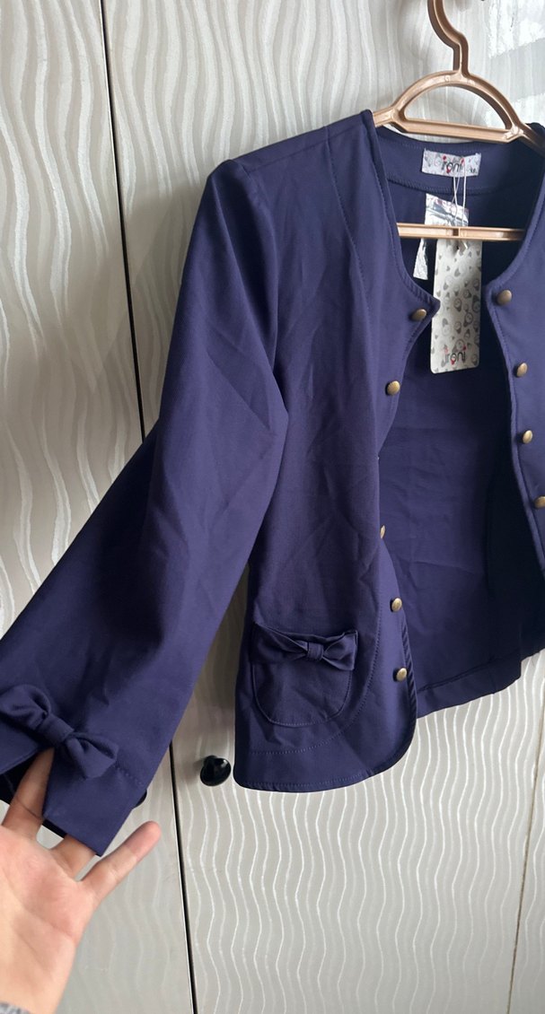 Düğmeli Kadın Mor Midi Ceket - Görsel 4