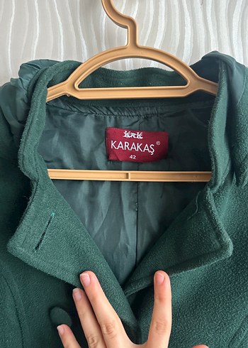 Çift Düğmeli Koyu Yeşil Kaban - Görsel 3