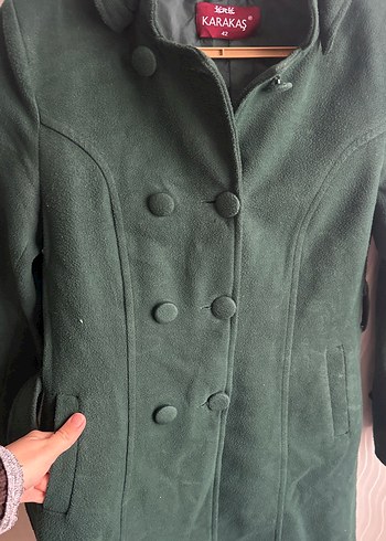 Çift Düğmeli Koyu Yeşil Kaban - Görsel 2
