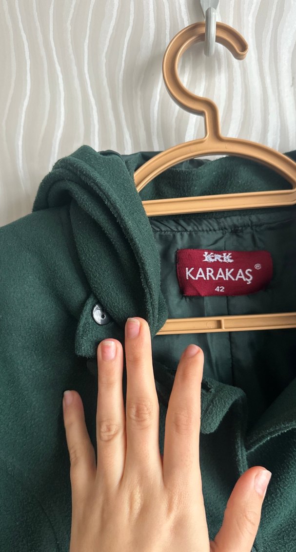 Çift Düğmeli Koyu Yeşil Kaban - Görsel 4