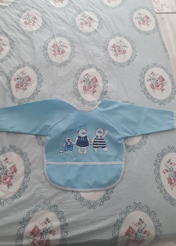 Mavi Baskılı Bebek Önlüğü
