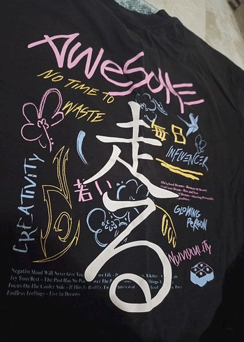 Kız Çocuk Siyah Baskılı Tişört - Görsel 2