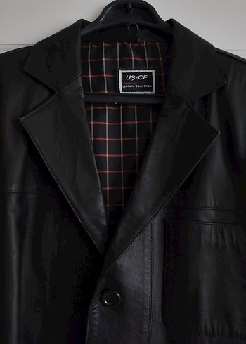 Düğmeli Siyah Deri erkek Ceket - Görsel 9