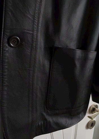 Düğmeli Siyah Deri erkek Ceket - Görsel 7