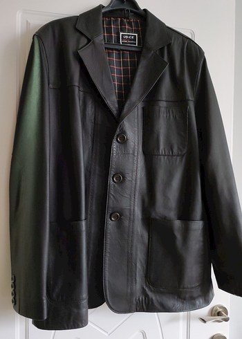 Düğmeli Siyah Deri erkek Ceket - Görsel 4