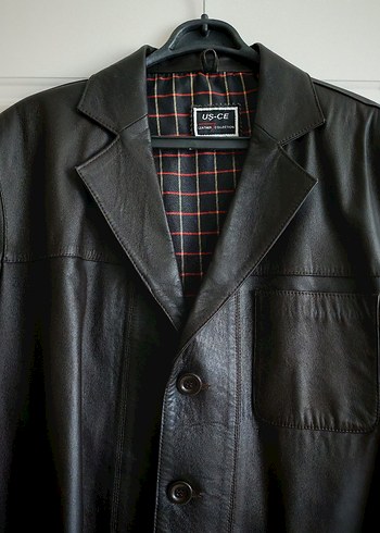 Düğmeli Siyah Deri erkek Ceket - Görsel 10