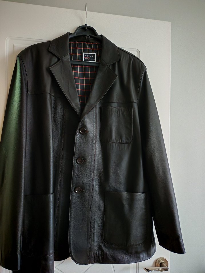 Düğmeli Siyah Deri erkek Ceket - Görsel 2