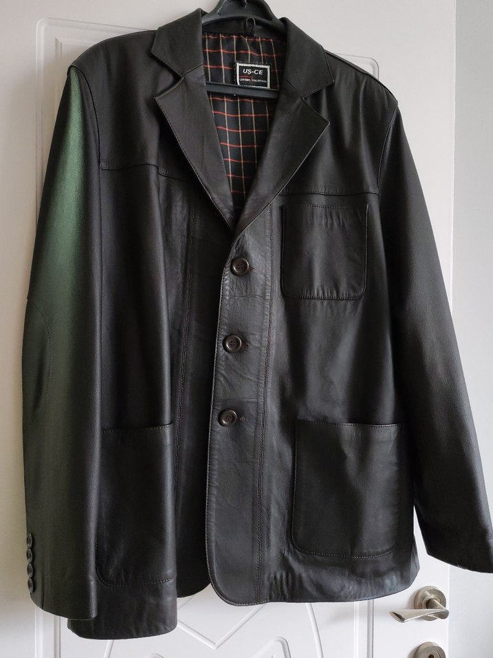 Düğmeli Siyah Deri erkek Ceket - Görsel 3