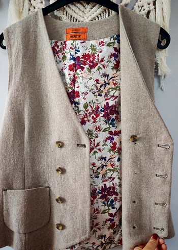 Bohem Bej Düğmeli Triko Yelek - Görsel 3