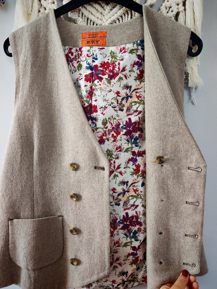 Bohem Bej Düğmeli Triko Yelek - Görsel 3