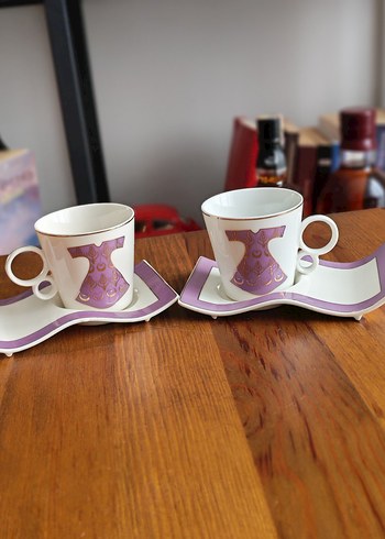 Mor Desenli Kahve Fincanı ve Tabağı - Görsel 5