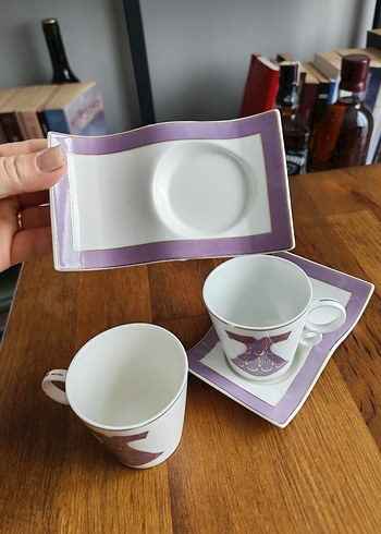 Mor Desenli Kahve Fincanı ve Tabağı - Görsel 4