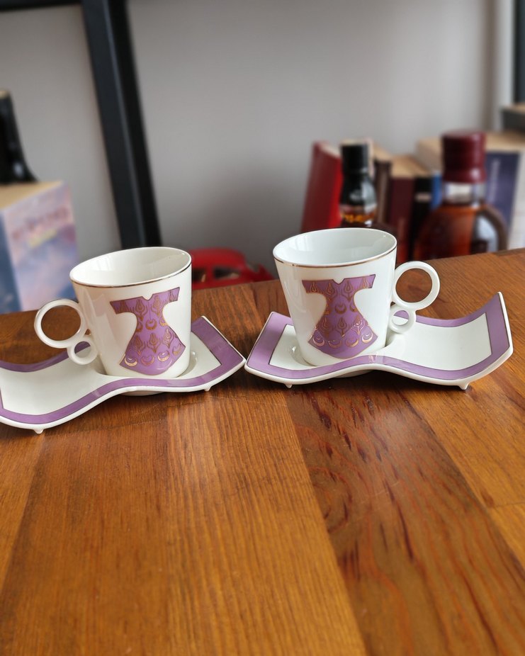 Mor Desenli Kahve Fincanı ve Tabağı - Görsel 5