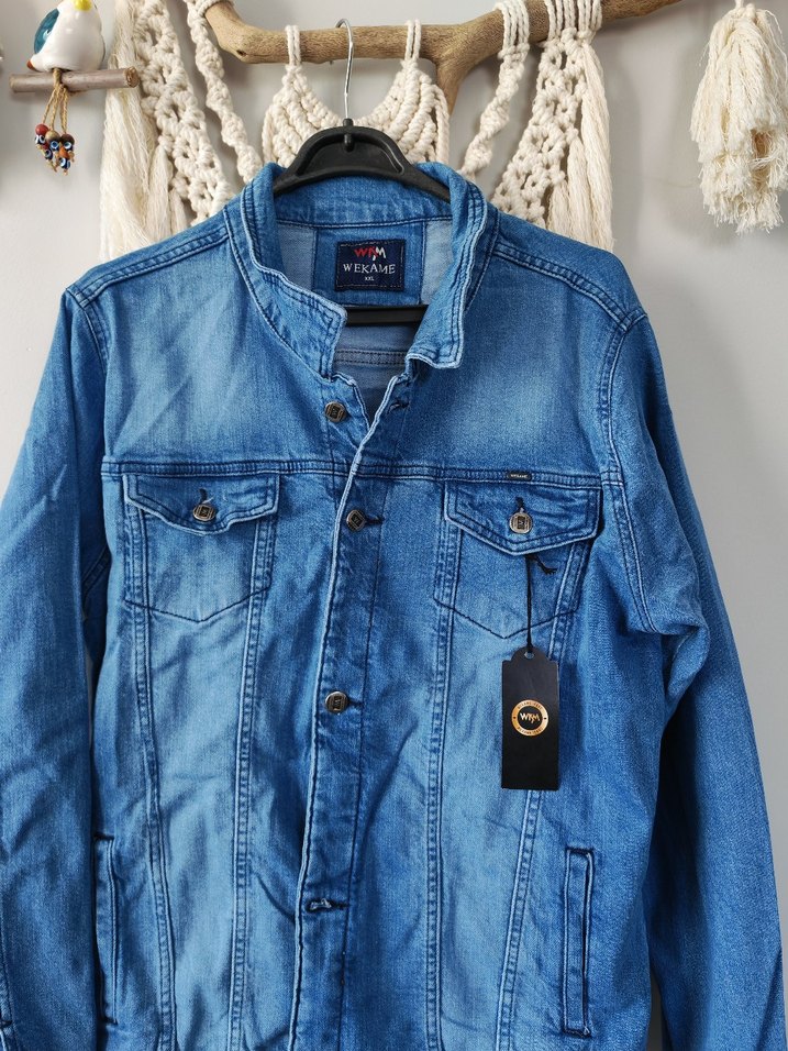 Düğmeli Mavi erkek  Ceket - Görsel 3