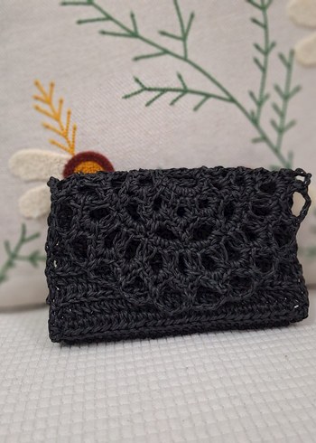 Dantel Detaylı Örgü Kahverengi Kadın Çanta - Görsel 2