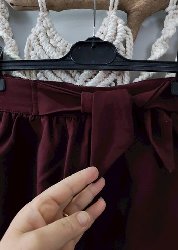 Bordo Kemerli Mini Etek - Görsel 2