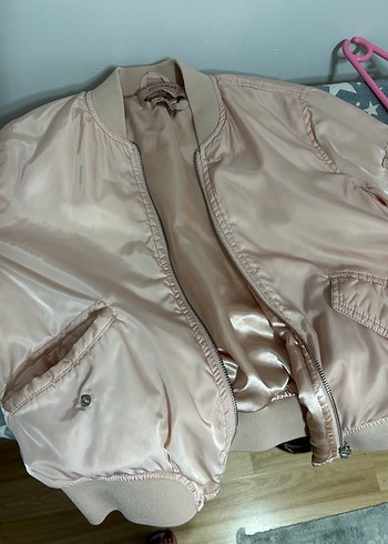 Pembe Mini Fermuarlı Kadın Ceket - Görsel 2