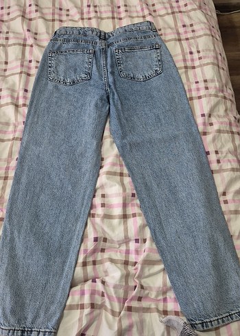 Mavi Baskılı Bol Kesim Kadın Kot Pantolon - Görsel 4