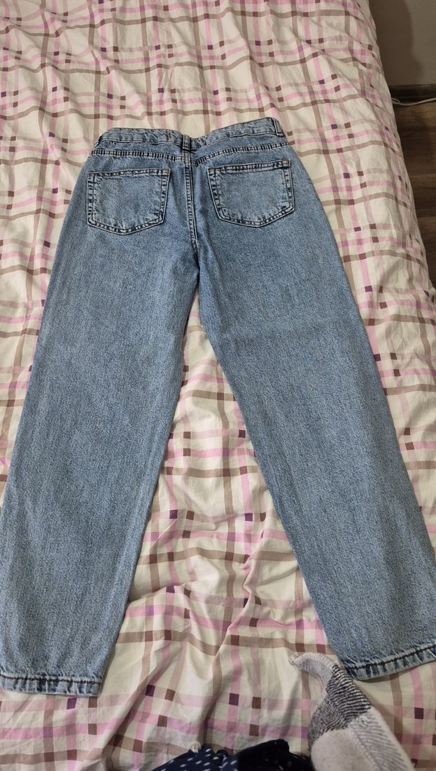 Mavi Baskılı Bol Kesim Kadın Kot Pantolon - Görsel 4