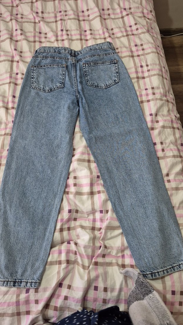 Mavi Baskılı Bol Kesim Kadın Kot Pantolon - Görsel 3