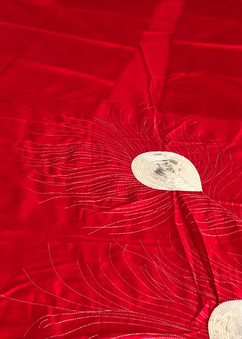 Kırmızı İşlemeli Parlak Yatak Örtüsü - Görsel 7