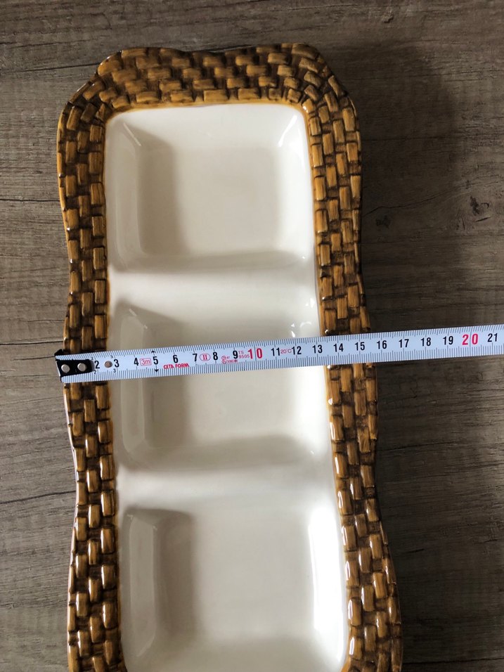 Bölmeli Kahverengi Hasır Desenli Servis Tabağı - Görsel 5