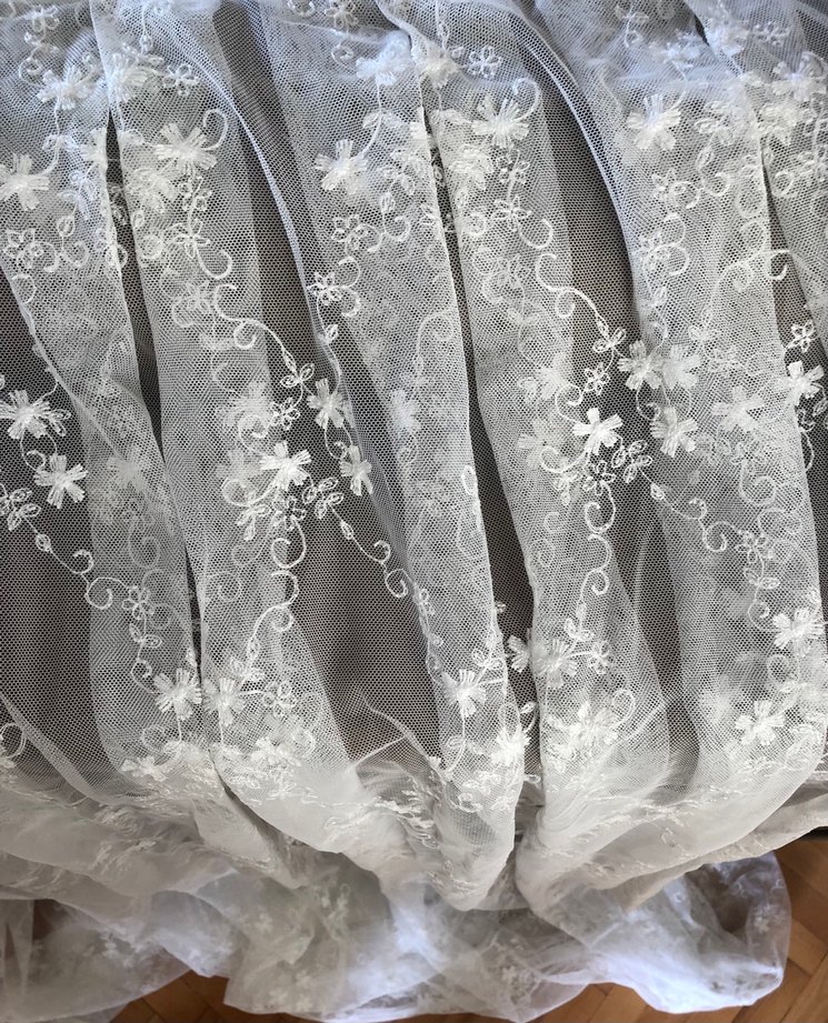 İşlemeli Beyaz Tül Perde - Görsel 2