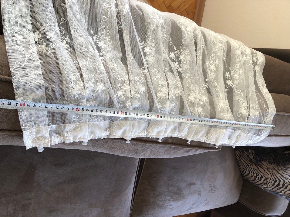 İşlemeli Beyaz Tül Perde - Görsel 3